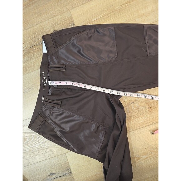 Chocolate Brown Suit Womens 10 Jacket Pants Satin Belted Stretch Ponte Collared - Picture 6 of 12